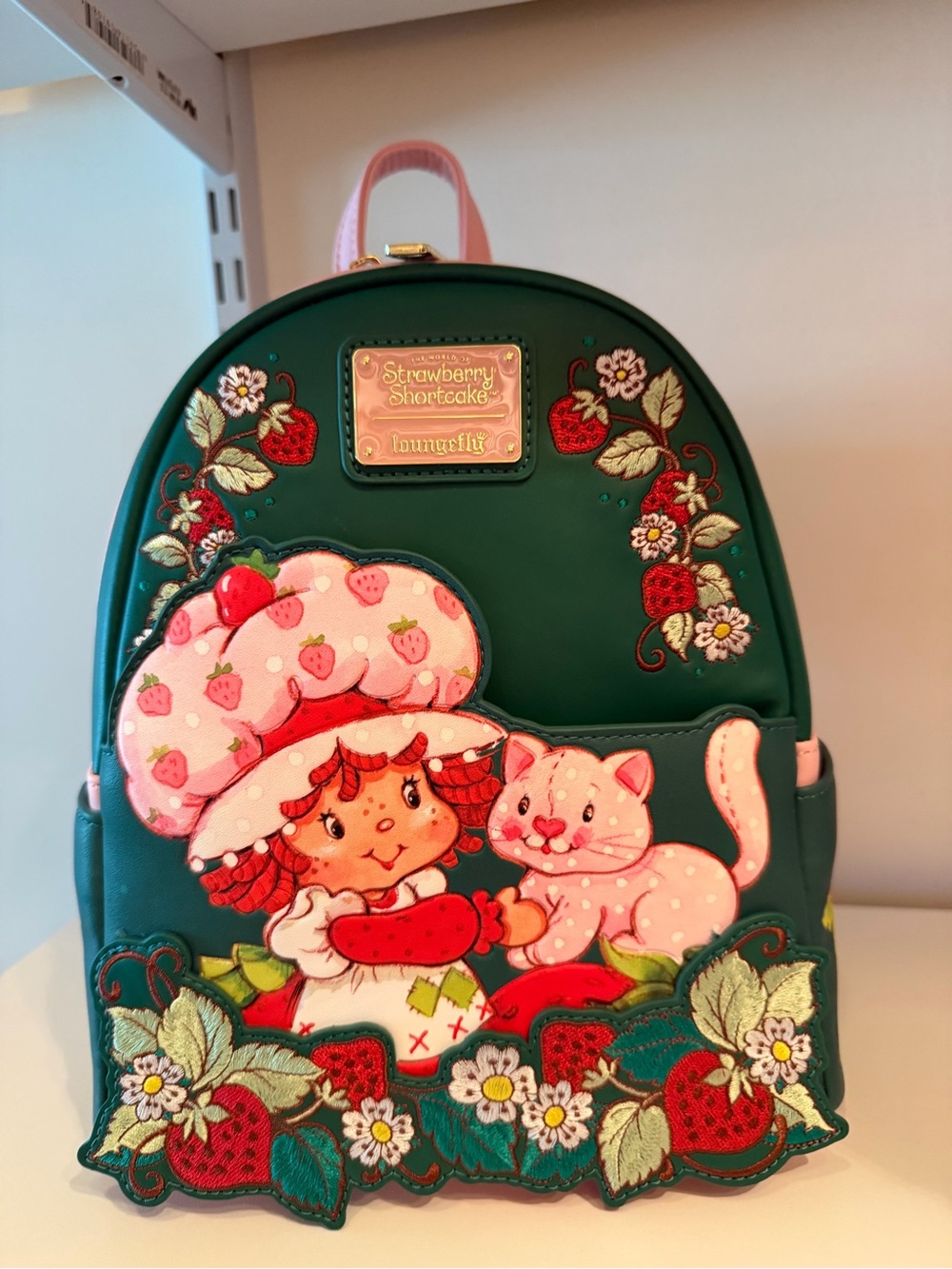 Loungefly Green and Pink Strawberry Shortcake Kids Mini Backpack